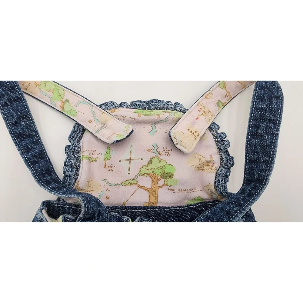 Disney Store Winnie the Pooh Denim Overall Dress Baby Girl 3-6M Blue Exc Vtg - Picture 6 of 10